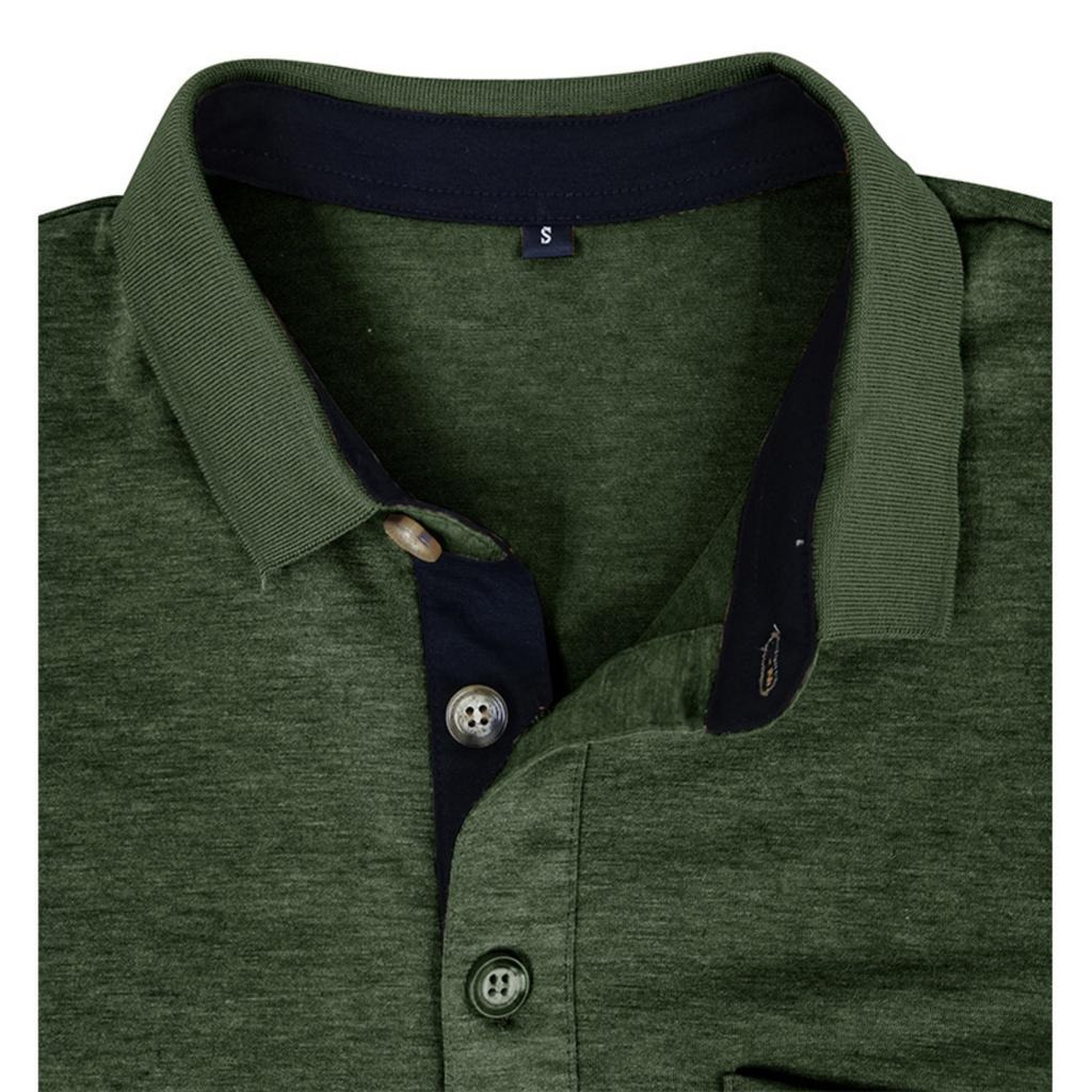 Men’s Short Sleeve Polo Shirt with Chest Pocket Classic Fit Soft Cotton Fabric Three Button Placket Casual Top