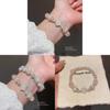 Pearl Crystal Heart Bead Bracelet With Stretchy Design For Women Gift