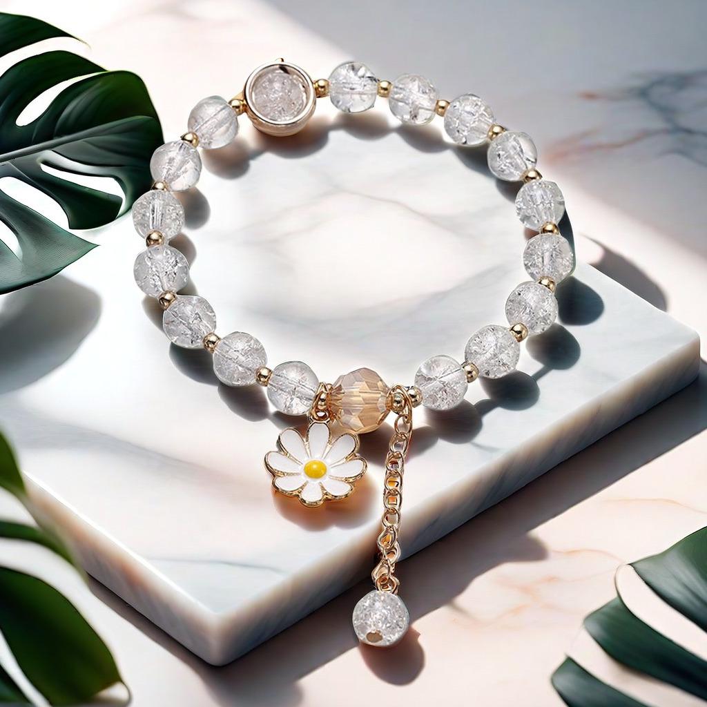 Daisy Popcorn Beaded Bracelet: Elegant Women's Hand Jewelry