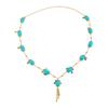 Elegant Ethnic Long Necklace With Floral Accent And Flowing Tassels Turquoise Stones Fringe Embellishment Jewelry