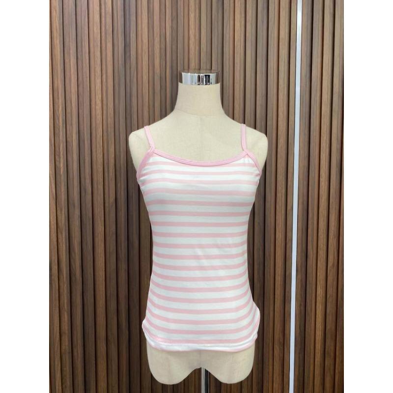 Léto Dámské Oblečení Crop Topy Dámské Oblečení Ležérní Sexy 2024 Y2k Tílka Módní Pruhovaná Sladká Vesta Slim Fit Bez Rukávů Tílka