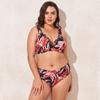 Plus Size Print  Mesh V-neck Bikinis Swimsuit , Women's Plus Medium Stretch Modest Bathing Suits
