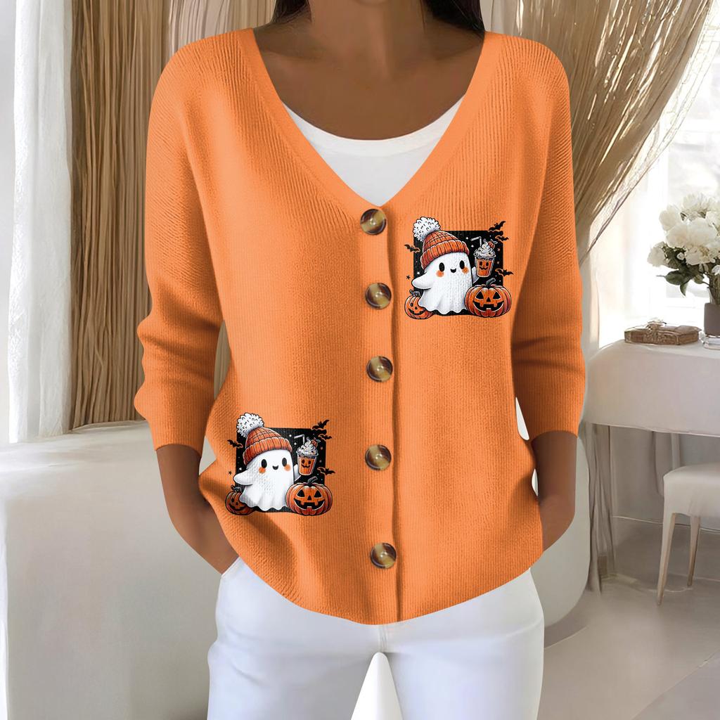 Damemote Langermet Christmas Snowman Snowflake Print Jakke Cardigan