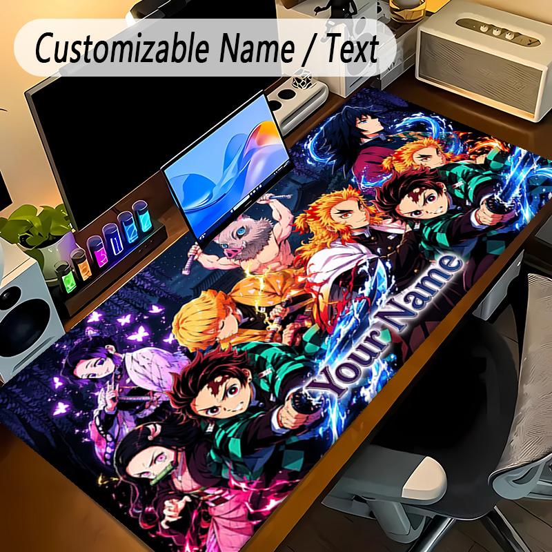 Large Mouse PadDemon Slayer Custom Name Text Personalized Desk Mat Non Slip Gaming Pad