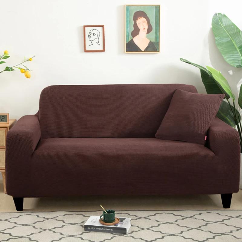 Elastic Jacquard Sofa Cover High Stretch Couch Covers Washable Solid Color Slipcover for Living Room 1/2/3/4/5 Seater
