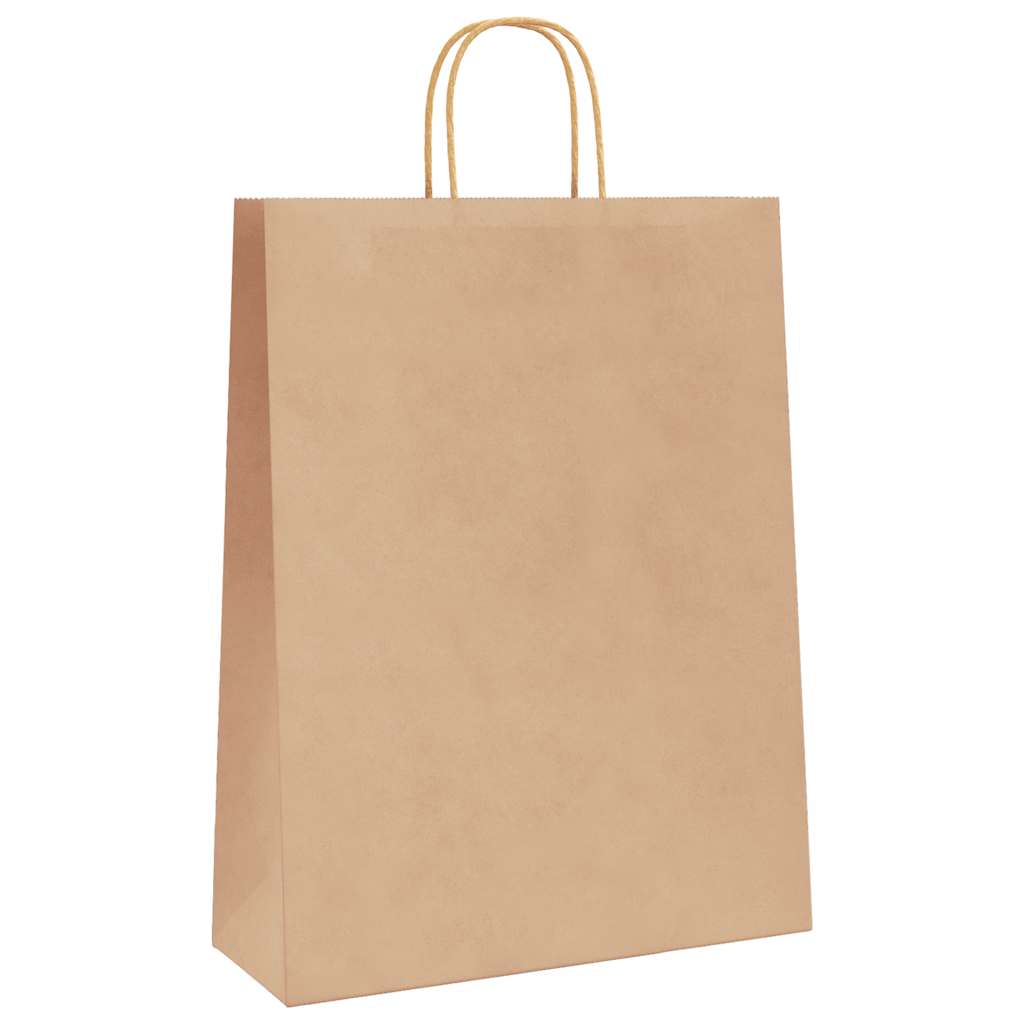 Kraft Paper Bags 50 Pcs. With Handles Brown 32X12X42 Cm