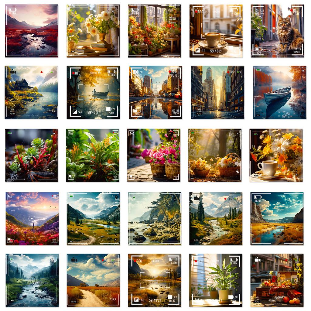 50 Photography Time Stickers Ins Art Landscape Graffiti Stickers Personality Creative Shein