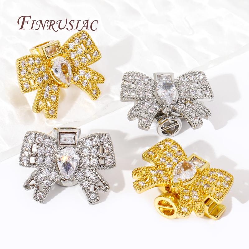 18K Gold Plated Cubic Zirconia Butterfly Connector Fastener Lock Clasps For Handmade DIY Beadwork Gems Pearls Making Material