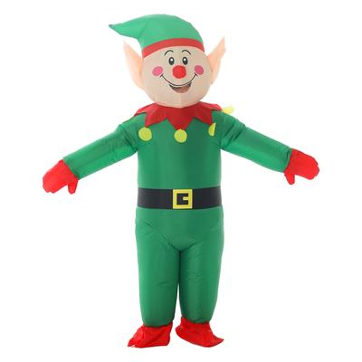 Aufblasbares Elfenkostüm für Erwachsene, aufblasbar, grünes Weihnachtselfen-Kostüm, lustiger Anzug für Weihnachts-Cosplay, Karneval, Kostümparty, Halloween-Kleidung