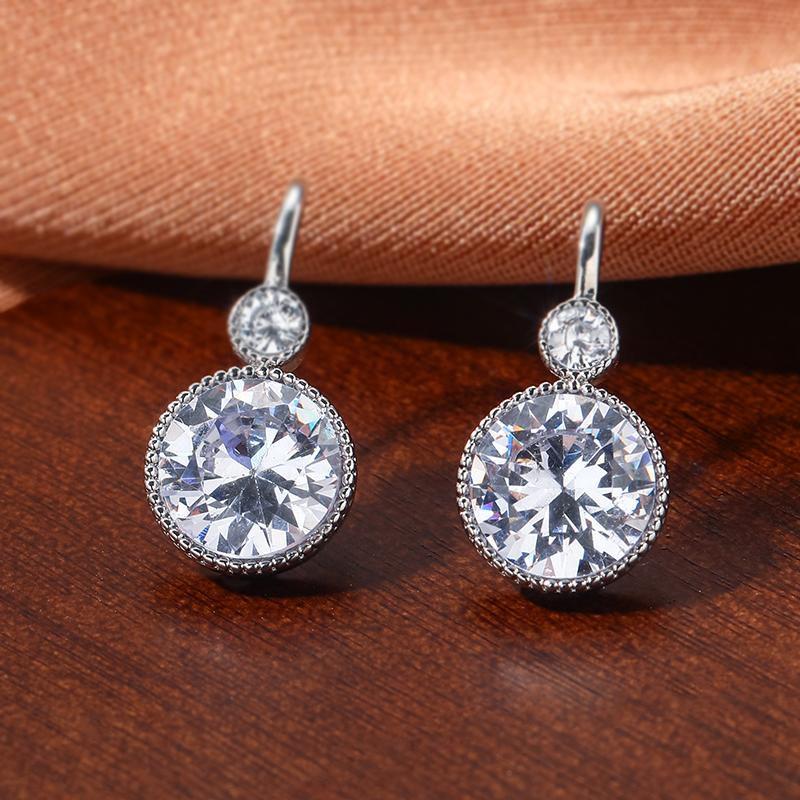 Trendy Christmas Birthday Gifts Two Colors Round Zircon Pendant Earring for Women Temperament Daily Accessories Zircon