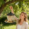 Bird Feeders For Outdoors Hangable Refillable Water Bowl Squirrel Proof Wild Bird Feeders With Perch Tray For Outside Feeding