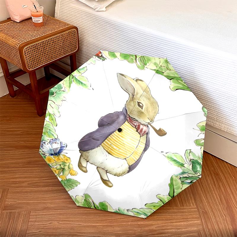 1 PC Automatic Folding Umbrella - Peter Rabbit Pattern, Portable & Foldable Design with 8 Ribs, Christmas Birthday Gifts