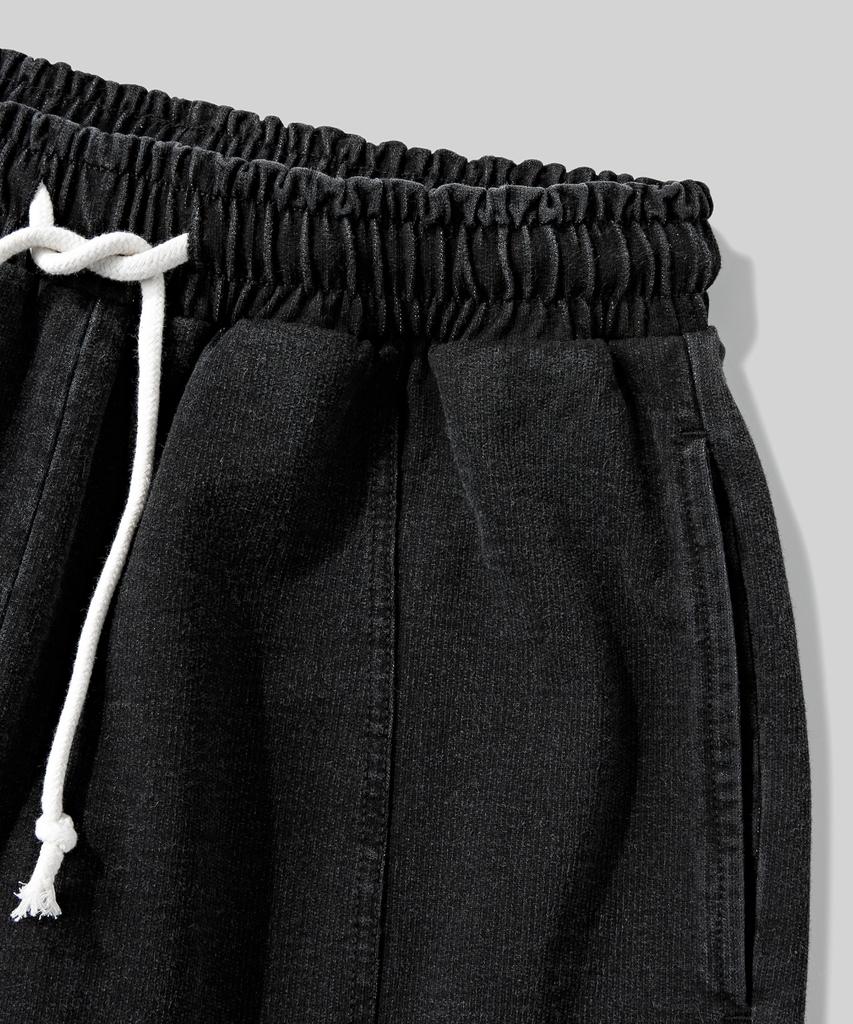 Beodeonteu Front Line Washed Wide Sweatpants [Black]