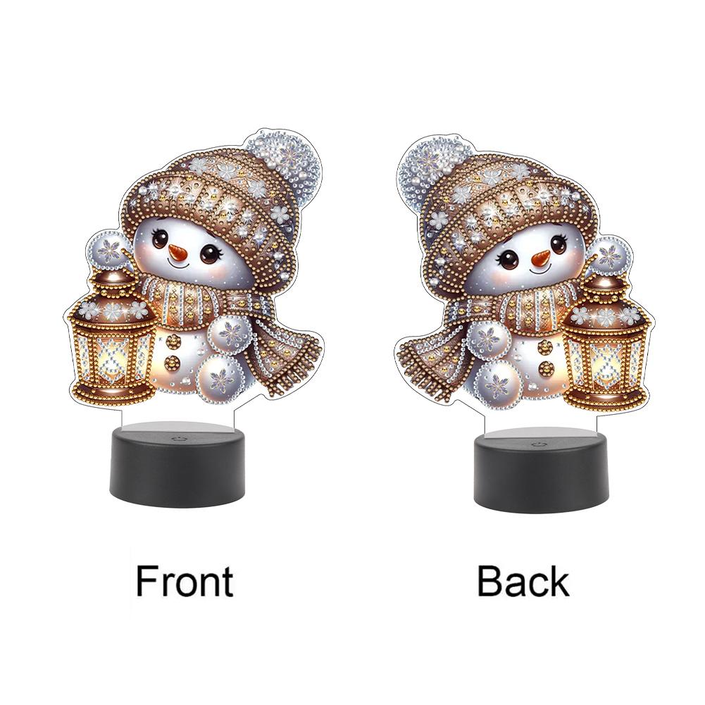Acrylic Double Sided Christmas Snowman Multifunctional Diamond Night Lamp Decorative DIY 5D Diamond Lamp Rhinestones LED Light