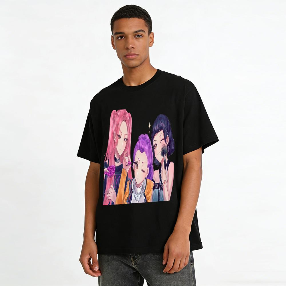 Anime Makeup Girls Print T-shirt Casual Cool Style Top Trendy Streetwear For Teens And Young Adults Pure cotton T-shirt