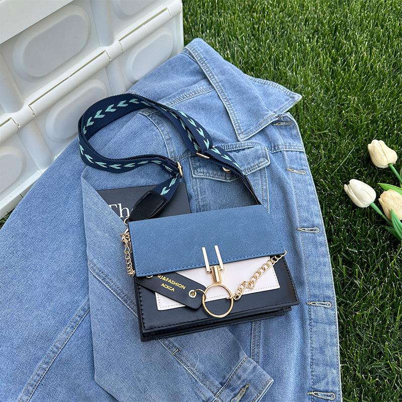 

Сумка-мессенджер на одно плечо маленькая сумка женская 2025 весна новая мода универсальный зарубежный стиль маленькая квадратная сумка синий