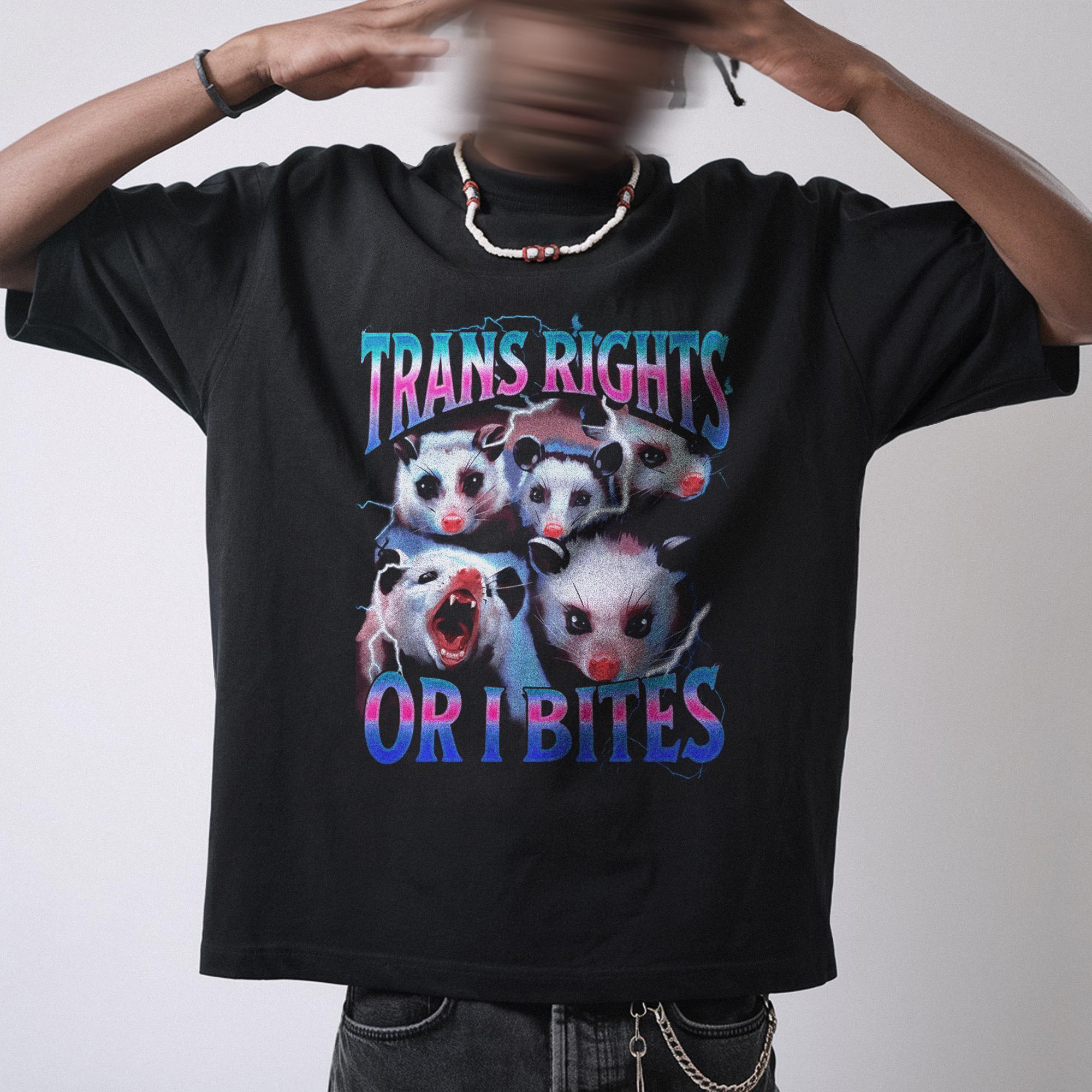 

Trans Rights Opossum Graphic Tee Transgender LGBT Pride Shirt Summer Mens and Womens Loose and Breathable Tshirt Top 4XL
