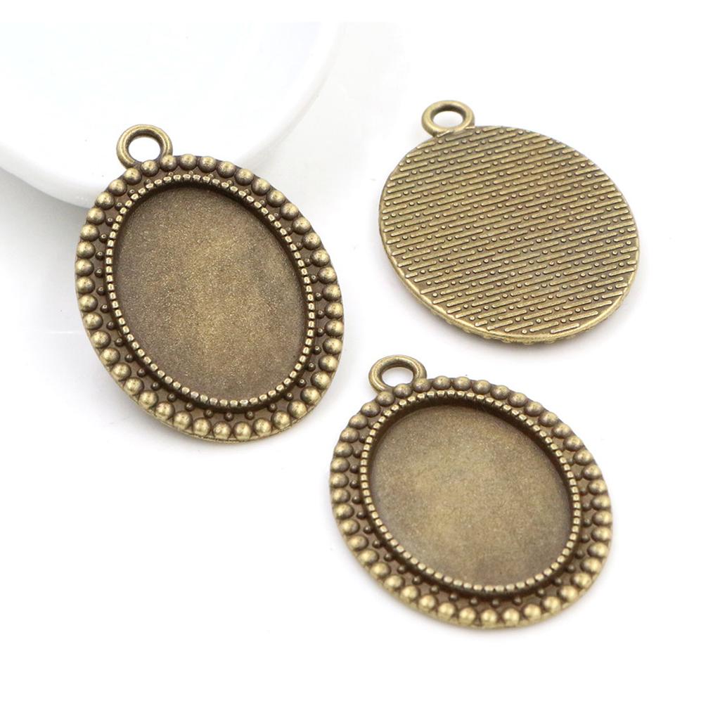 10 Stück 18x25mm Innenmaß Ovaler Anhänger Cabochon Leere Basis Fassung Fassungsschale DIY Halskette Schmuckherstellung Zubehör Fundstücke