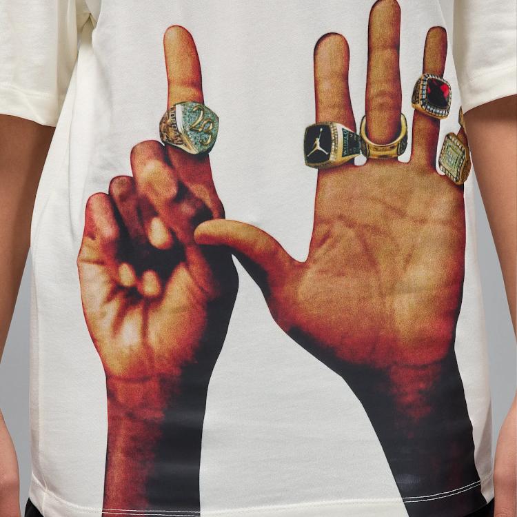 Camiseta Air Jordan Flight MVP Rings Vela/Negro Unisex Tops Blanco HJ2322-133