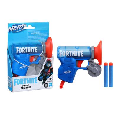 Hasbro Nerf Fortnite Microshot Micro Grappler Mini Dart-Firing Blaster with Fortnite Grappler Gear Design and Two Official Nerf Elite Darts