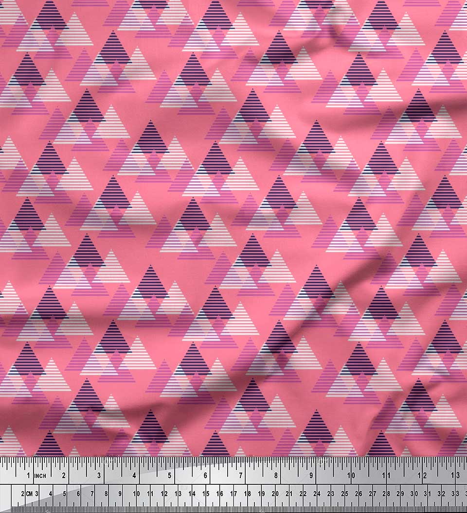 

Японська креп-атласна тканина Soimoi. Трикутник. Невеликі принти на тканині на метри 42 дюйми 42 Inch Wide - Poly Crepe рожевий