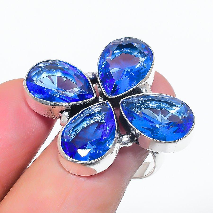 

Natural Blue Topaz Gemstone 925 Sterling Silver Jewelry Ring Size 9 R5w99