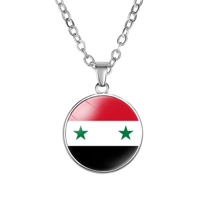 Elegant Syrian Flag Pendant Necklace Symbolizing National Pride and Cultural Identity in Sturdy Materials Casual Wear