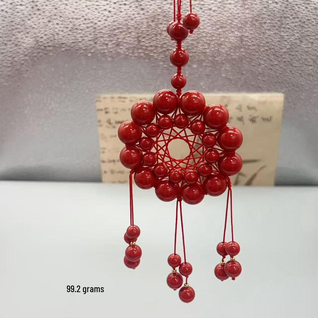 Authentischer Roter Sand Pixiu Drache & Phönix Anhänger: Sieben-Sterne-Schwert Kürbis Stil Auto- & Taschenhänge-Deko