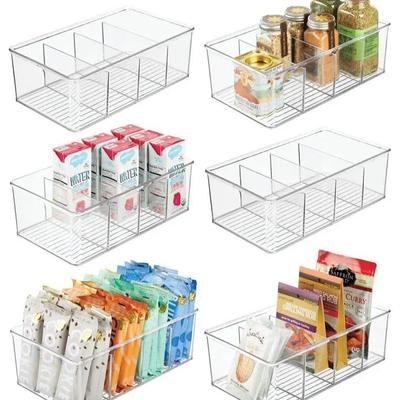Kühlschrank Organizer Behälter Klarer Kunststoff Lebensmittelaufbewahrungsorganizer Kühlschrank Aufbewahrungsbox mit Trennwand Gefrierschrank Vorratskammer Küchenorganizer