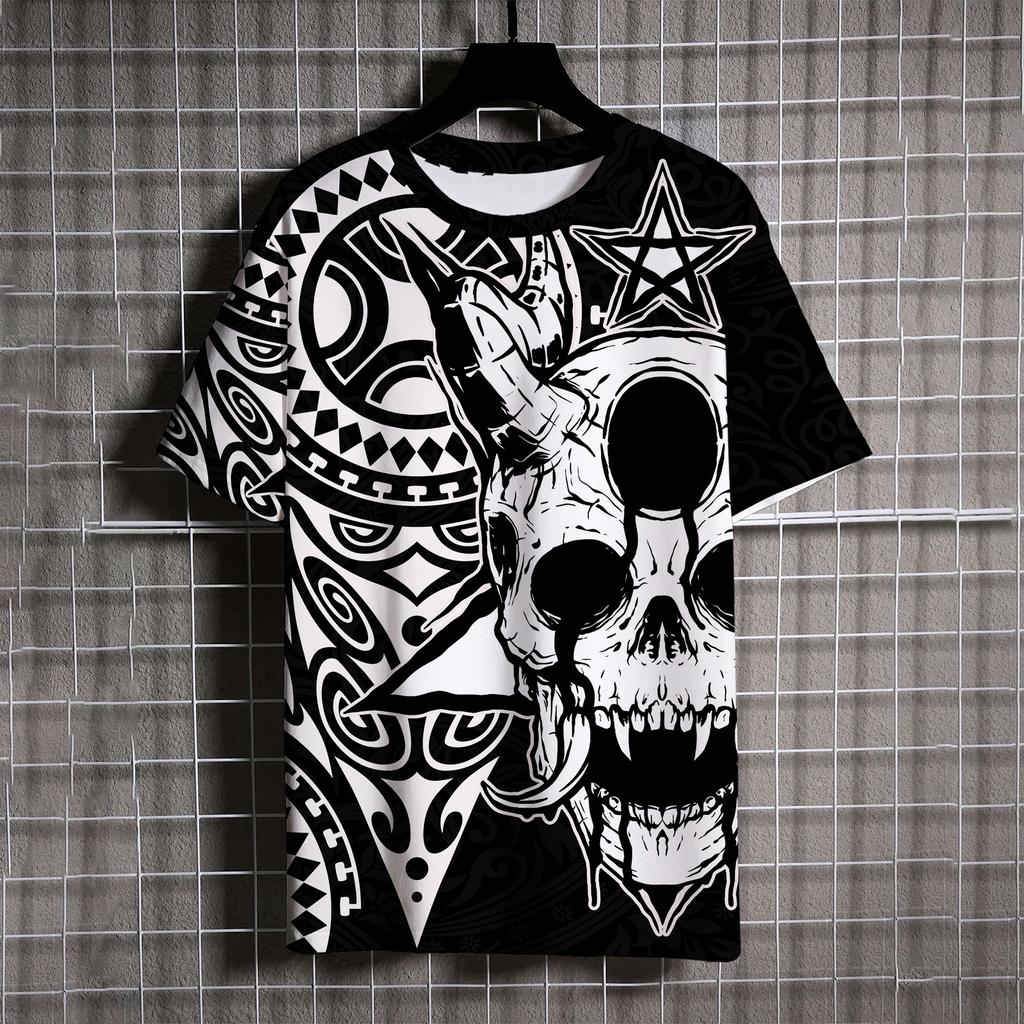 Grim Reaper Oversize T-shirt Man Fear Men's Short Sleeve Tee Cool Trend Ghost Crow Haikyuu Style Comfort3D Printing