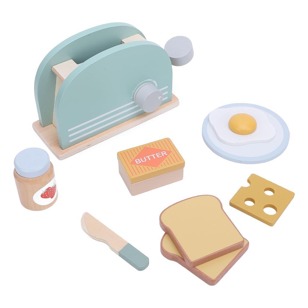 Wooden Toaster Play Set Kids Play Toaster Accessory Set Educational Parent Child Interactive Toy