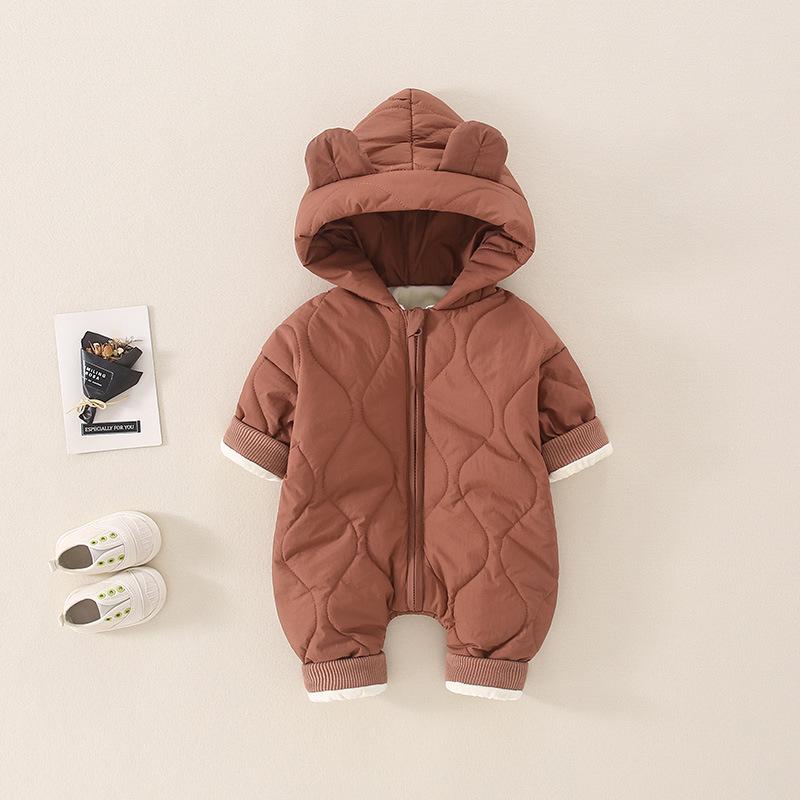 Cozy Thickened Zippered Romper for Baby Boys & Girls | Loose Fit, Baby Boy Winter Clothes, Cozy Babywear