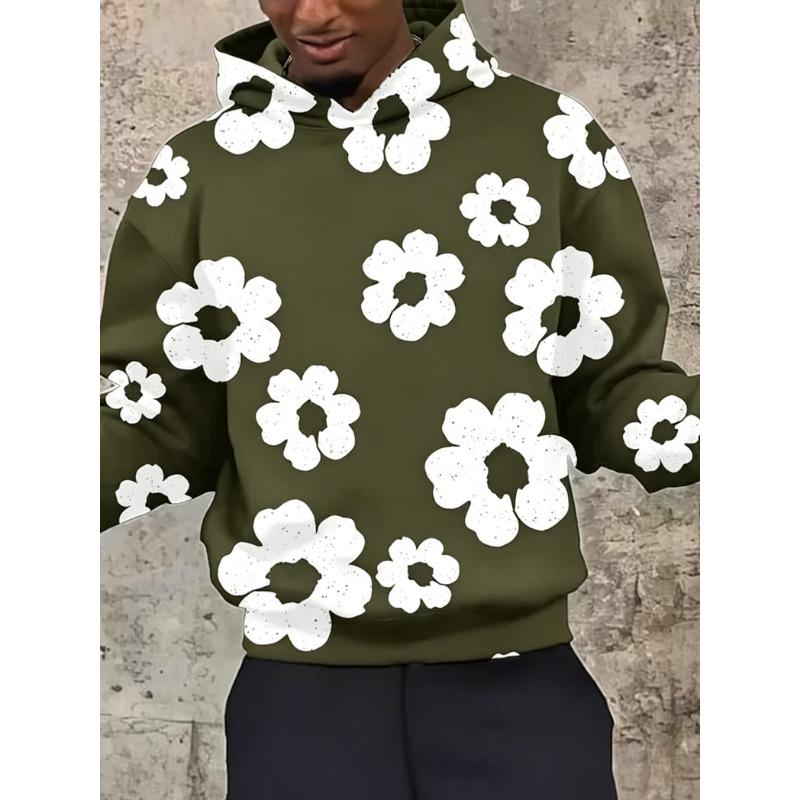 Men's 3D Striped Print Long-sleeve Hoodie, Comfortable, Breathable and Versatile Men's Top