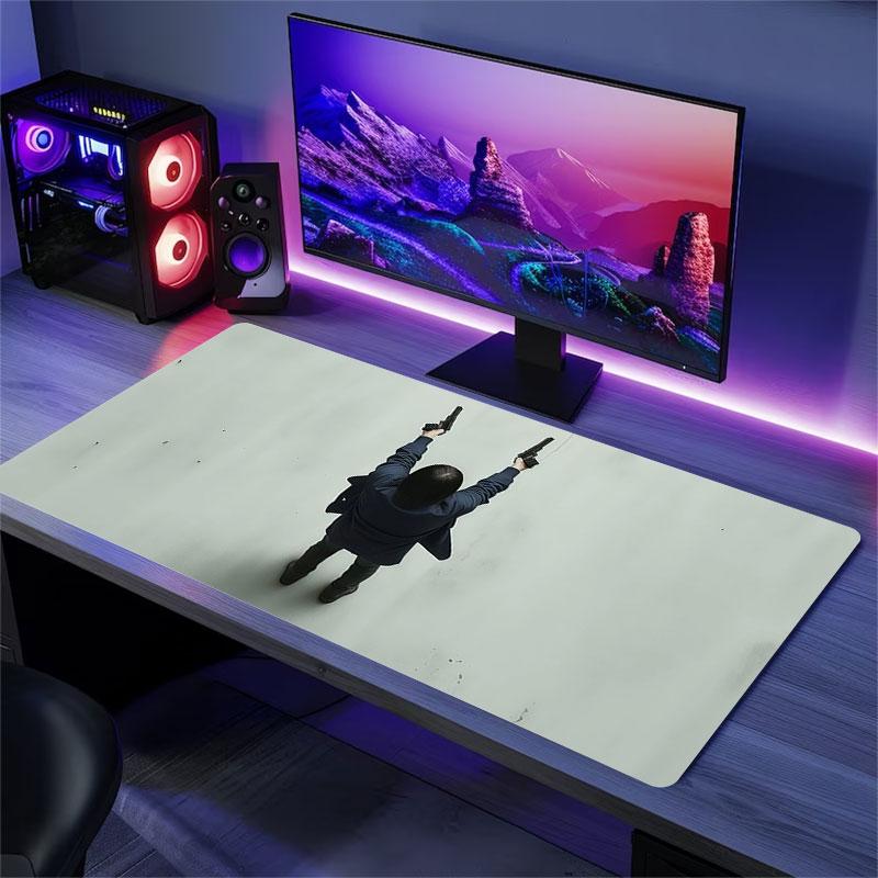 John Wick Mouse Pad, Large Gaming Desk Mat, Non-slip XXL Mousepad for Laptop & Tablet, Mini PC Playmat with Stitched Edges