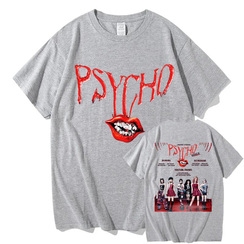BABYMONSTER PSYCHO T-shirt 100% Coton T-shirt Graphique Hauts Tendance T-shirts Manches Courtes Col Rond Unisexe Confort Vêtements Doux