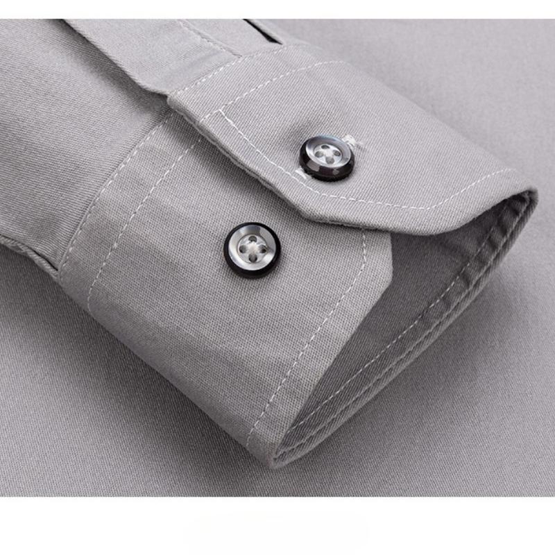 7XL Solid Color 100 Cotton Long Sleeve Shirt Men Business Casual White Shirt Black Blue Men Shirt Long Sleeve Slim Fit Pocket