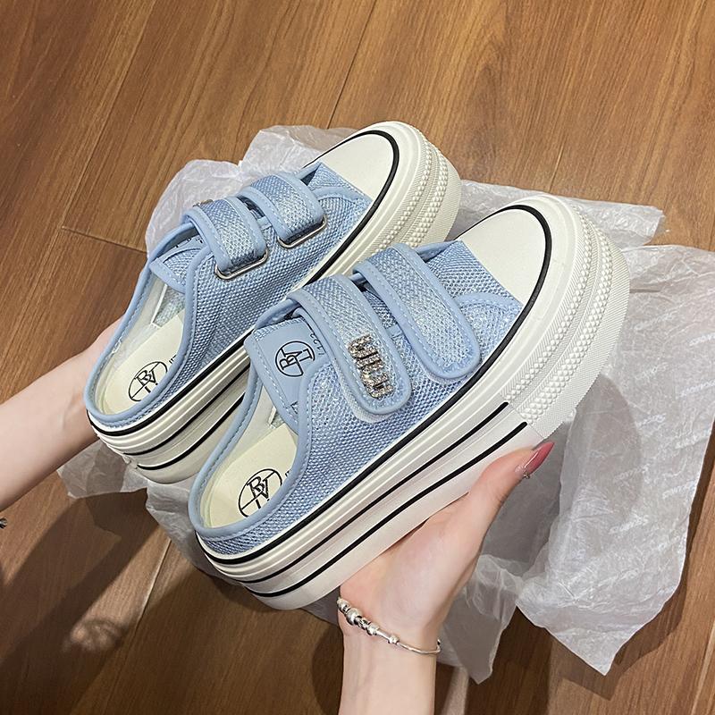 Fashion CRLAYDK Fashion Platform Mesh Skate Shoes for Women Slip On Casual Outdoor Slides Ladies Backless Walking Breathable Tennis