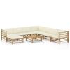 vidaXL 9 Pcs. Garden Lounge Set with Cream White Cushions Bamboo