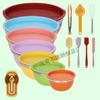 American-Style Silicone-Lidded Salad Bowl Set - Stainless Steel, Multi-purpose for Cooking, Baking, and Egg Beating.