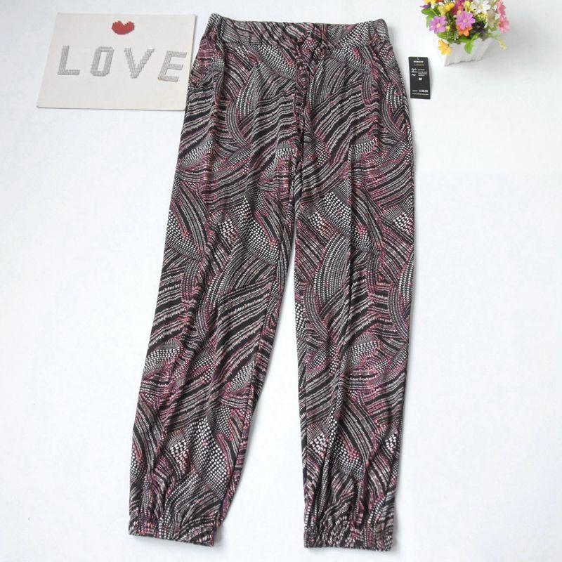Women's Foreign Orders Knitting Print Loose High Waist Home Pants Spring and Summer Thin Can Be Outwear Closed Exercise Casual Pants