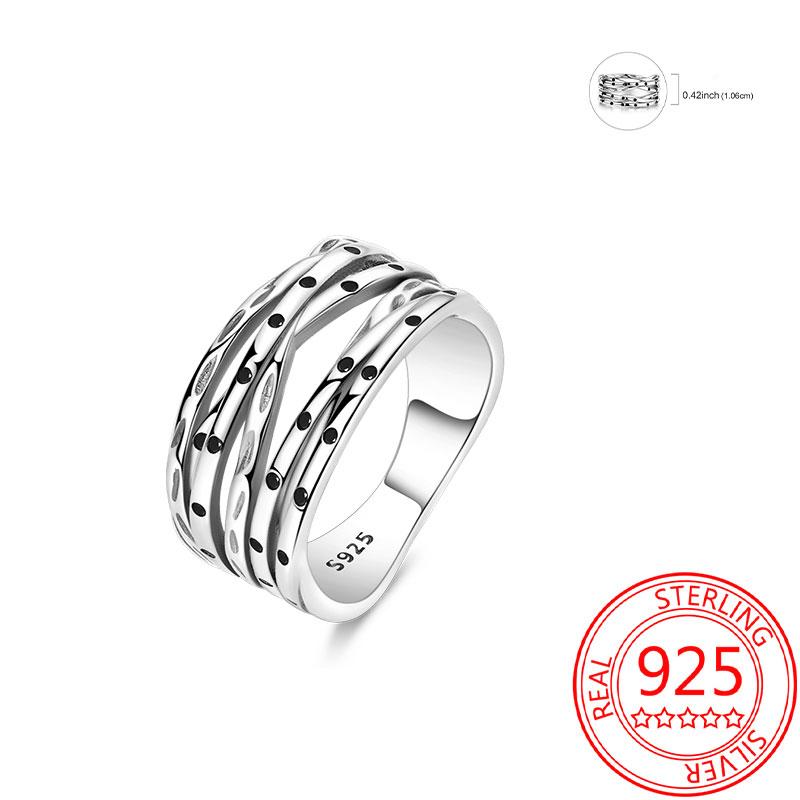 925 Silver Beautiful Stars and Moon Shining Sun Geometry Infinite Combination Ring Boutique Matching Gifts