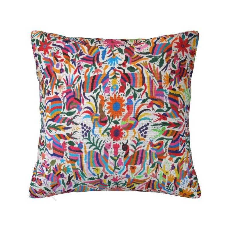 

Fashion Mexican Otomi Viva Cushion Cover 45x45cm Velvet Mexico Flowers Texture Pillow Case for Sofa Square Pillowcase Home Decor 30x30cm 12x12in