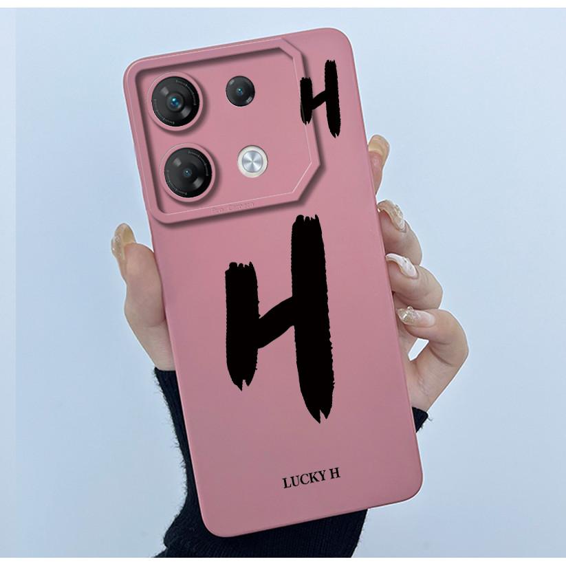 For Infinix GT 10 Pro X6739 Phone Case Lucky Initial Letter Matte Soft Silicone Shell For InfinixGT 10Pro GT10 Pro Cover Casing