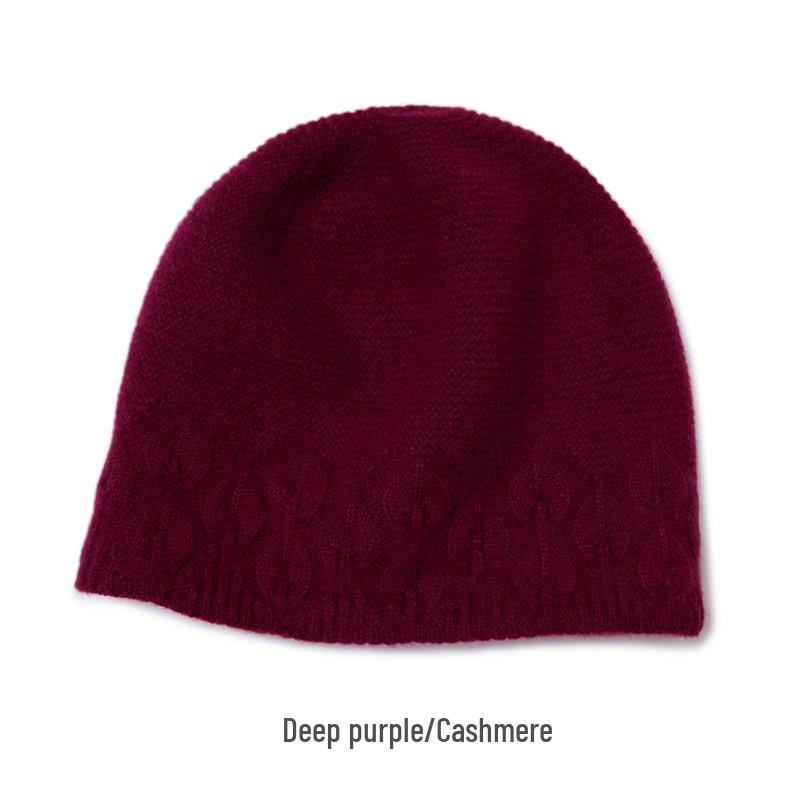 Autumn/Winter 100% Cashmere Velvet-Lined Wool Knit Hat