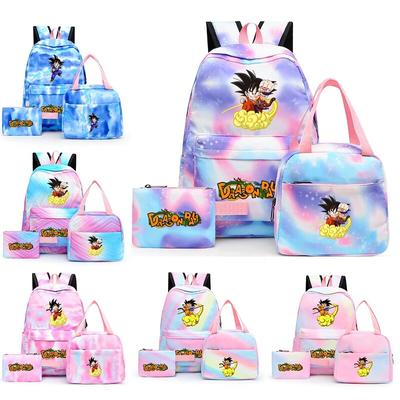 3Pcs/set Dragon Ball Colorful Backpack with Lunch Bag for Women Student Teenagers Rucksack Casual School Bags Sets