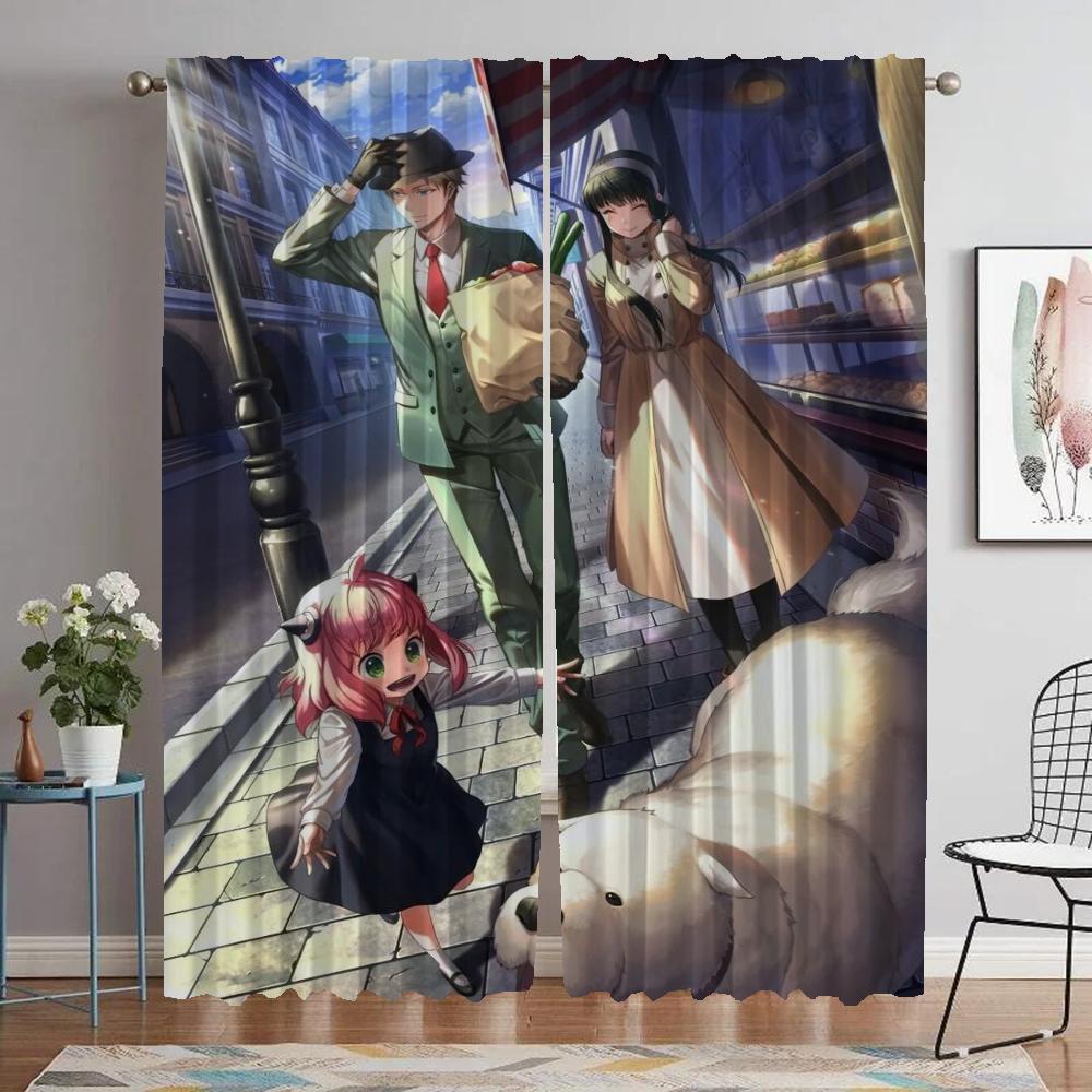Spy X Family Elegant Room Curtains for Living Room Halloween Decoration Window Curtain Home Interior Curtains 2 Pieces Shades