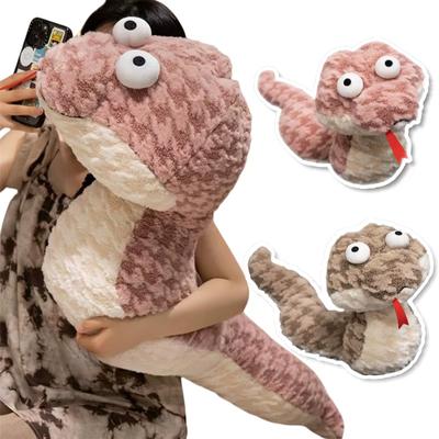 45-110 cm Desenho animado gigante olhos grandes cobra pelúcia boneca travesseiro alta qualidade macio daze rosa marrom cabeça grande cobra pelúcia brinquedo presente para meninos
