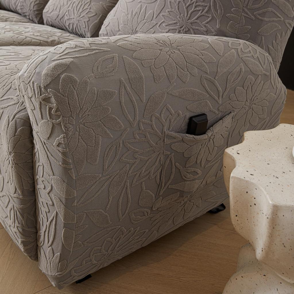 Recliner Sofa Cover Lazy Chair Solid Camellia Jacquard Recliner Sofa Slipcover 1/2/3 Seater Floral Texture Stretch Universal Fit