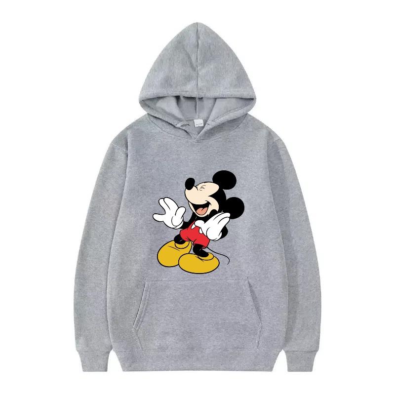 Disney Mickey Mouse Pattern Woman Streetwear Loose Grey Winter Tops Clothes Pullovers Ladies Cheap 90s Hoodies Men Sweatshirts