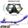 Snorkelling Gear Set Diving Mask Snorkel Set with Large Frame Silicone Skirt Anti Fog Tempered Glass Lens Full Dry Top Snorkel with Splash Guard